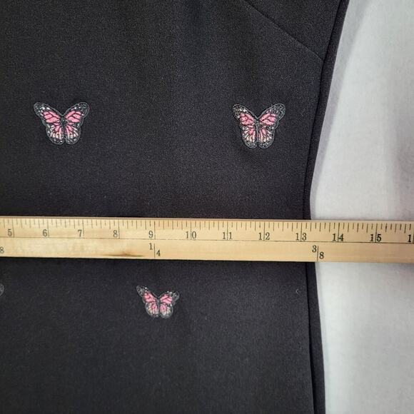 Butterfly Print Sheath Mini Dress M Black Pink Sleeveless Tank 90s Y2K Mean Girl - Picture 10 of 13